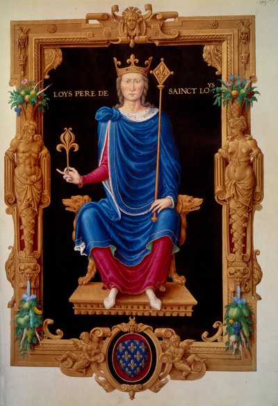 VIII. Lajos francia király, az oroszlán (1187-1226) Szent Lajos apja portréja a lábán. Miniatűr Jean Tillet „Recueil des rois de france” című művében alkotó: Unknown artist