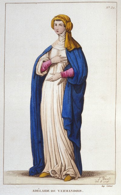 Vermandois-i Adelaide portréja (1065-1024). Capetians dinasztia. Metszet 1830-ból. alkotó: Unknown artist