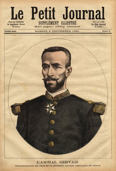 Gervais admirális (1837-1921), az északi haditengerészeti hadosztály főparancsnokának portréja. Metszet a „” Le petit journal”-ban 1891.09.05. Selva gyűjteménye. alkotó: Unknown artist