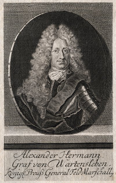 Alexander Hermann Graf von Wartensleben (1650-1734) tiszt portréja a különböző német államok hadseregében - metszet alkotó: Unknown artist