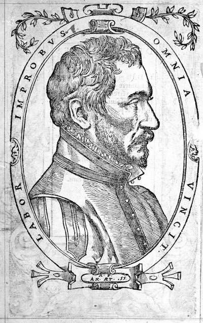 Ambroise Pare francia orvos és sebész portréja (1509-1590) Metszet a XVI. alkotó: Unknown artist