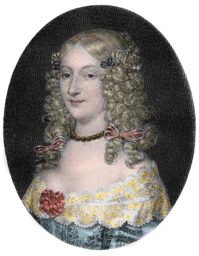 Anne-Genevieve de Bourbon-Conde (1619-79) Longueville hercegnő portréja - Anne Genevieve de Bourbon Conde (Anne-Genevieve de Bourbon-Conde), Longueville hercegnő (1619-1679) portréja, metszet a XIX. alkotó: Unknown artist
