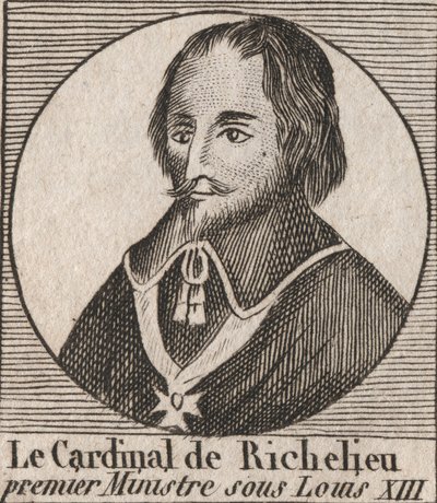 Armand Jean du Plessis de Richelieu (1585-1642), Richelieu bíboros hercegének, XIII. Lajos király főminiszterének – Richelieu bíborosnak, XIII. Lajos király főminiszterének 1624-től 1642-ig – portréja – metszet az „Instruction sur l