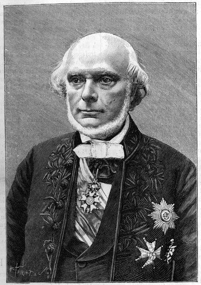 Armand de Quatrefages de Breau (1810-1892) francia természettudós és antropológus portréja. (Charles Gallot fényképéből). Metszet a „természetbe”: 1892. január 23-i tudományok és alkalmazásuk művészetben és iparban való áttekintése. alkotó: Unknown artist