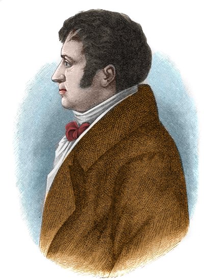 August Whilhelm von Schlegel (1767-1845), német filozófus, kritikus, orientalista, fordító és a romantikus mozgalom teoretikusa portréja. alkotó: Unknown artist