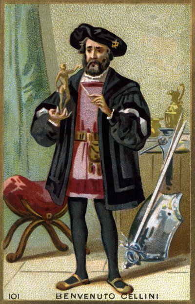 Benvenuto Cellini (1500 - 1571) olasz ötvös és szobrász portréja. századi kromolitográfiája. alkotó: Unknown artist