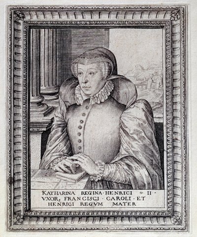 Medicis Katalin (Caterina de Medici) (1519-1589), francia királynő portréja. századi metszet. Pau, Musee Du Chateau alkotó: Unknown artist