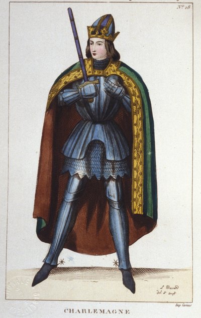 Nagy Károly vagy I. Nagy Károly (742 - 814) frankkirály portréja, vésett 1830 alkotó: Unknown artist