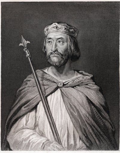 III. Károly dit le Simple (879 - 929), francia király (898 - 929) portréja - Lavallée „Histoire des Français”-jában, metszet, sd. alkotó: Unknown artist