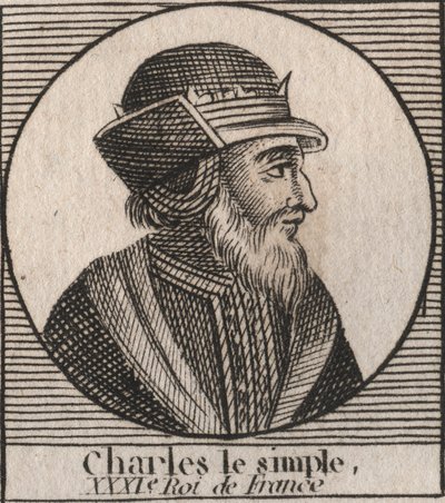 III. Károly portréja a frankok egyszerű (879-929) királyát írja - III. KÁROLY (879-929) - Egyszerű Károly - Franciaország királya, 893-923 - metszet Charles „Instruction sur l