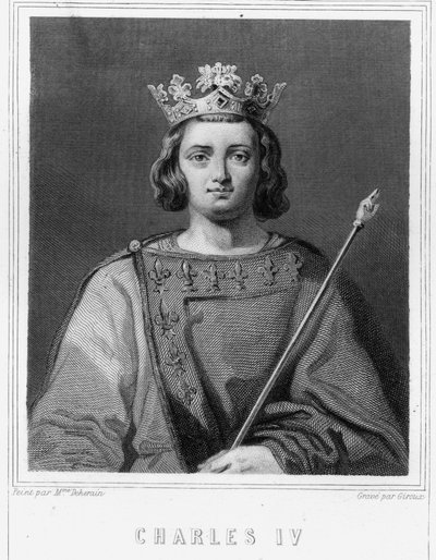 IV. Bél Károly (1294 - 1328), francia király portréja - Lavallée „Histoire des Français”-jában, metszet, sd. alkotó: Unknown artist