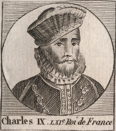 IX. Károly (1550-1574), francia király portréja – IX. Károly francia király 1560 és 1574 között – metszet az „Instruction sur l