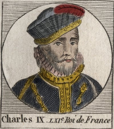 IX. Károly (1550-1574), francia király portréja – IX. Károly francia király 1560 és 1574 között – metszet az „Instruction sur l