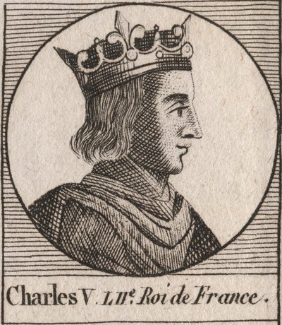 V. Károly bölcs portréja (1338-1380) – Bölcs V. Károly vagy V. Bölcs Károly, Franciaország királya a Valois-házból – metszet az „Instruction sur l
