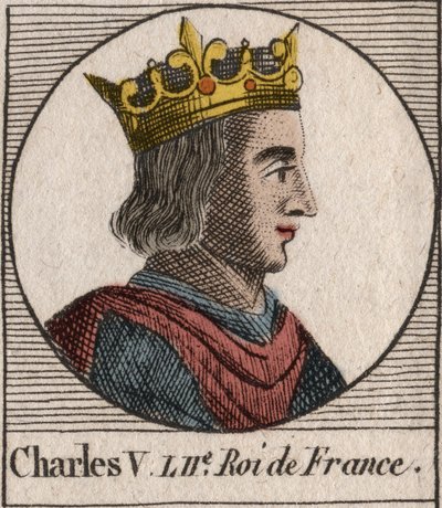 V. Károly bölcs portréja (1338-1380) – Bölcs V. Károly vagy V. Bölcs Károly, Franciaország királya a Valois-házból – metszet az „Instruction sur l