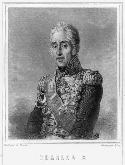 X. Károly (1757 - 1836), francia király portréja - Lavallée „Histoire des Français”-jában, metszet, sd. alkotó: Unknown artist