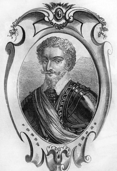 Charles de Gontaut báró, majd Biron hercege (1562-1602) portréja. Maréchal de France. 1866-os metszet. alkotó: Unknown artist