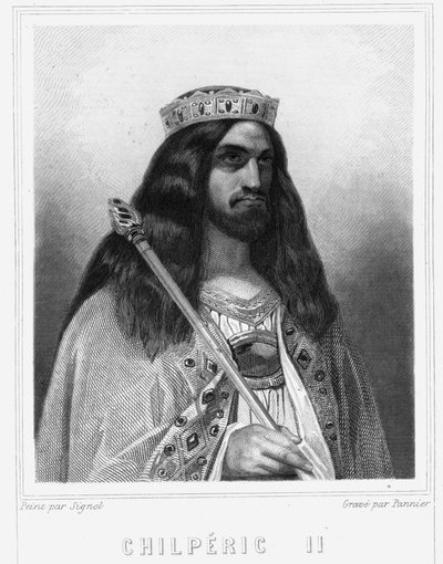 III. Childeric (670 - 721), Neustria királyának portréja - Lavallee „Histoire des Francais”-jában, metszet, sd. alkotó: Unknown artist