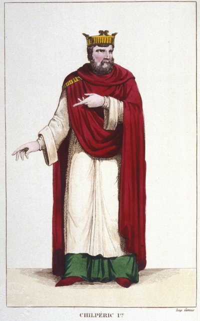 I. Chilperic (539 - 584), Neustria királyának portréja, 1830-as metszet alkotó: Unknown artist