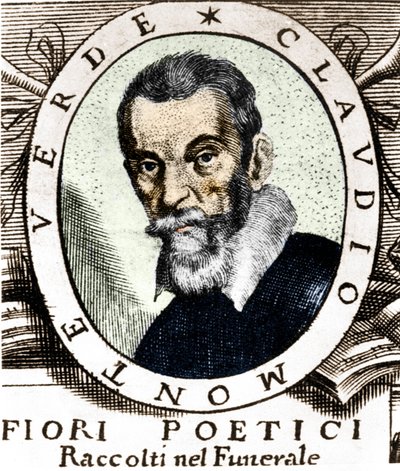 Claudio Monteverdi portréja az 1644-ben Velencében megjelent, a híres és rendkívül tiszteletre méltó Signor Claudio Monteverdi temetésén gyűjtött költői virágok előlapja után. alkotó: Unknown artist