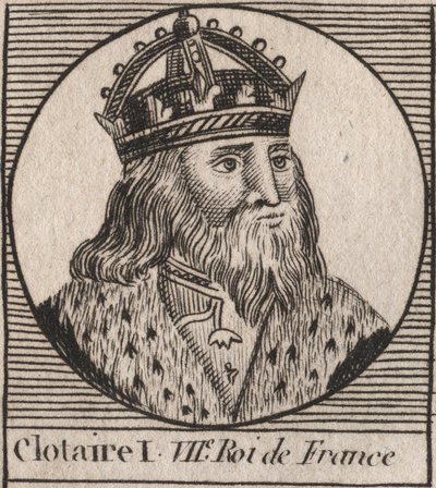 I. Clothaire (497-561), Neustria királya és a frankok királyának portréja - I. Clothar, a frankok királya - metszet az „Instruction sur l