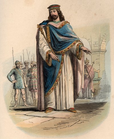 I. Clovis (466 - 511. v.), a frankok királyának portréja. Metszet 1868-ból Theodore Juste (1818-1888) „Histoire de Belgique from primitive times to the end of the regne I. Lipót” című művében. Magángyűjtemény. alkotó: Unknown artist