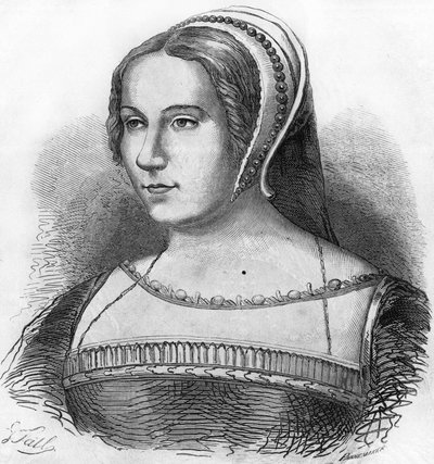 Diane de Poitiers (1499-1566) portréja, II. Henrik kedvence, 19. századi metszet. alkotó: Unknown artist