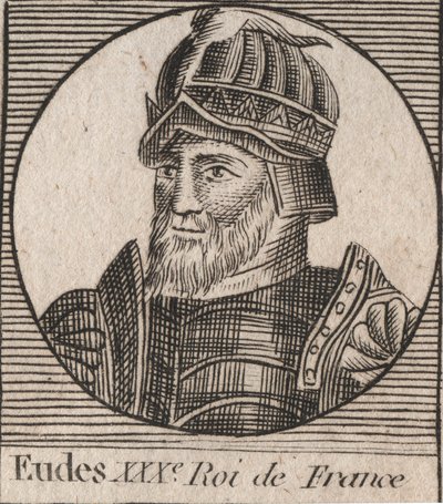 Eudes (Odon) portréja (860 - 898), Párizs és Troyes grófja, majd Franciaország királya – az EUDES Párizs grófja, akit Károly császár letétele után francia trónra választottak – metszet az „Instruction sur l