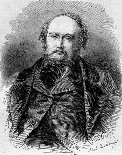 Eugene Guinot (1812-1861) francia újságíró, regény- és drámaíró portréja. Más néven Pierre Durand és Paul Vermond. Metszet a „” Le Monde Illustré”” n¡202-ben, 1861. február 23. alkotó: Unknown artist