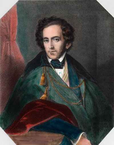 Felix Mendelssohn (1809-1847) német karmester és zeneszerző portréja. századi metszet. Magángyűjtemény. alkotó: Unknown artist