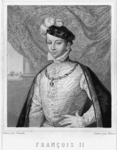 II. Francois (1544 - 1560), francia király portréja - Lavallée „Histoire des Français”-jában, metszet, sd. alkotó: Unknown artist