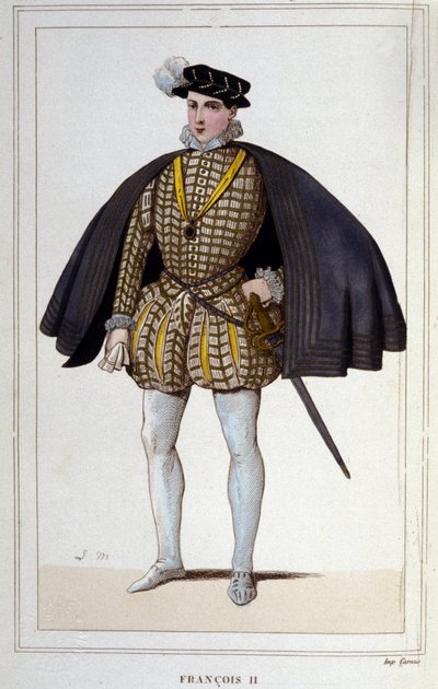 II. Francois (1544-1560), francia király portréja, metszet 1830-ból alkotó: Unknown artist