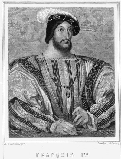 I. Francois (1494 - 1547), francia király portréja - Lavallée „Histoire des Français”-jában, metszet, sd. alkotó: Unknown artist