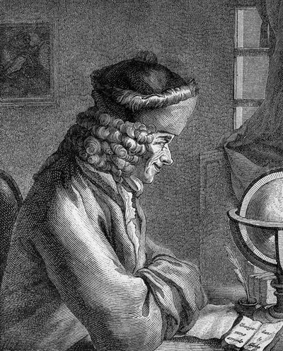 Francois Marie Arouet dit Voltaire (1694-1778) portréja a Chateau de Ferney-ben 1764-ben. alkotó: Unknown artist