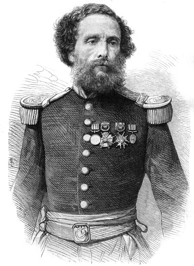 Juan Antonio Pezet tábornok (1809-1879), a Perui Köztársaság elnökének portréja. Metszet a „The Illustrious Universe”-be alkotó: Unknown artist