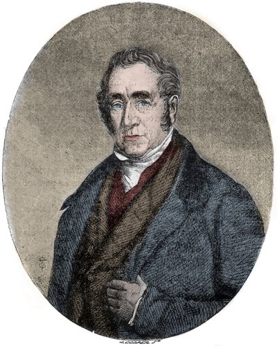 George Stephenson (1781-1848), brit mérnök és a vasúti mozdonyok úttörője portréja alkotó: Unknown artist