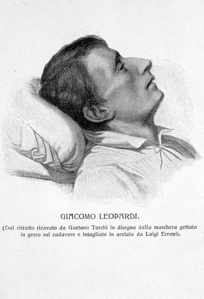 Giacomo Leopardi portréja a halálos ágyán alkotó: Unknown artist