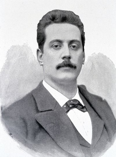 Giacomo Puccini olasz zeneszerző (1858-1924) portréja, metszet XIX. alkotó: Unknown artist
