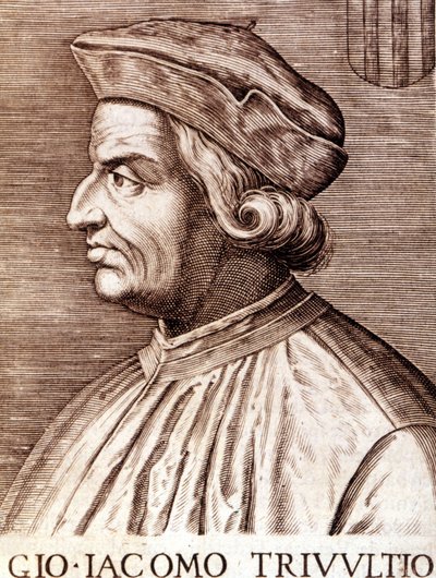 Giangiacomo Trivulzio (Trivulce marsall) de Vigevano márki portréja francia Trivulce nyelven. Franciaország marsallja (1448-1518). 17. századi metszet alkotó: Unknown artist