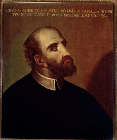 Giovanni Animuccia (1514 ca-1571) olasz zeneszerző Anonymous festményének portréja. 16. századi Bolognai Polgári Bibliográfiai Múzeum alkotó: Unknown artist