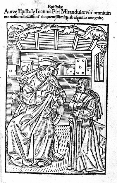 Giovanni Pico della Mirandola (Jean Pic de la Mirandole) portréja. "" Epistole auree "" címoldala alkotó: Unknown artist
