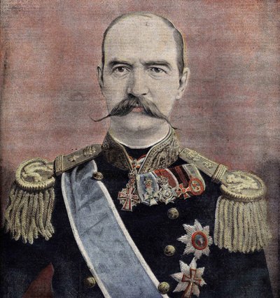 Őfelsége I. György (1863-1913), görög király portréja. 1895-ös metszet. alkotó: Unknown artist