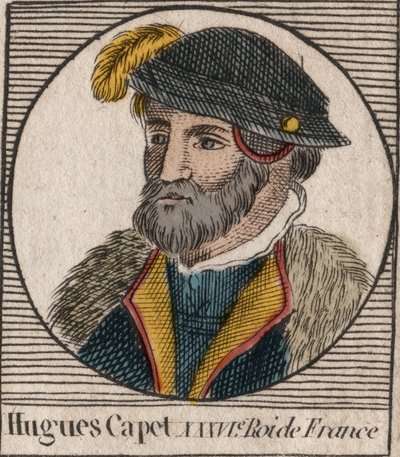 Hugues I Capet (kb. 941 - 996), francia herceg, majd francia király portréja - Hugues I Capet (c941-996), francia király portréja - metszet Charles „Instruction sur l