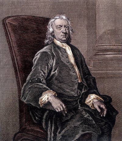 Fotelben ülő Isaac Newton portréja - metszet alkotó: Unknown artist