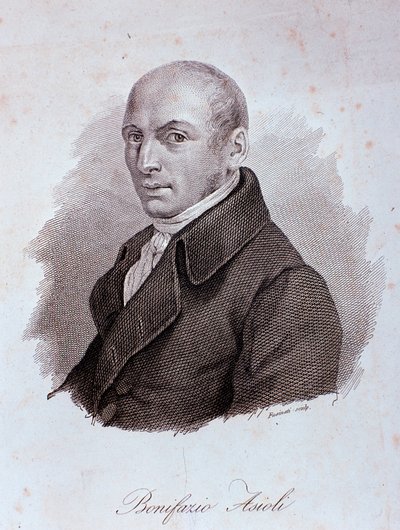 Bonifazio Asioli olasz zeneszerző portréja (1769-1832) Metszet. 19. század. Milánó, a télikert könyvtára alkotó: Unknown artist