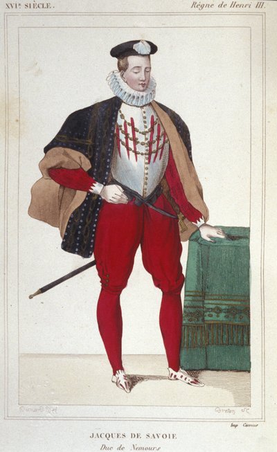 Jacques de Savoie Nemours (1531-1585), genfi gróf és Nemours herceg portréja 1533-tól 1585-ig. Metszet 1830-ból. alkotó: Unknown artist