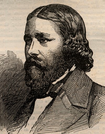James Russell Lowell (1819-1891) amerikai költő portréja. Metszet az 1858. március 20-i „” The illustrated London News”-ba. alkotó: Unknown artist