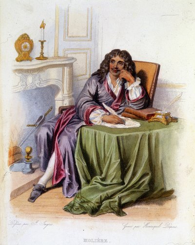 Jean-Baptiste Poquelin dit Molière francia drámaíró és színész (1622-1673) portréja – a „Le Plutarque francais” című filmben, Ed. Mennechet alkotó: Unknown artist
