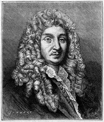 Jean Baptiste Lully (Giovanni Battista Lulli) (1632-1687) olasz származású francia zeneszerző portréja. Egy korabeli metszetből. Metszet a „természetbe”: 1887. május 7-i áttekintés a tudományokról és alkalmazásukról a művészetben és az iparban. alkotó: Unknown artist