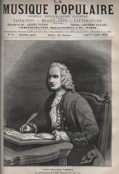 Jean Philippe Rameau (1683-1764) portréja - Jean-Philippe (Jean Philippe) Rameau (1683-1764) francia zeneszerző portréja - metszet a „La musique populaire”” jeles hetilapban - 1882 alkotó: Unknown artist
